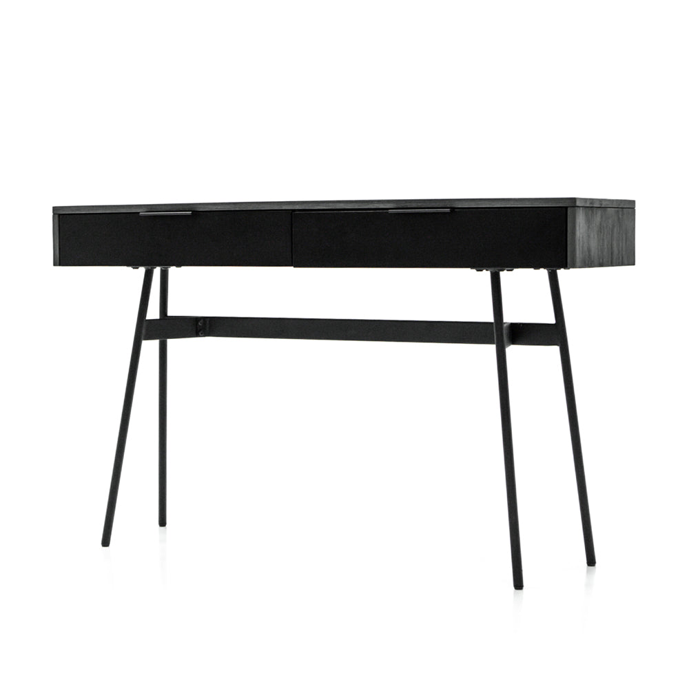 Product photograph of Libra Interiors Bronks Black Acacia 2 Drawer Console Table from Olivia's