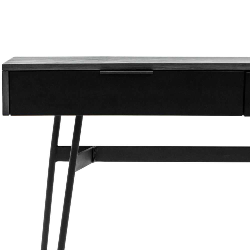Product photograph of Libra Interiors Bronks Black Acacia 2 Drawer Console Table from Olivia's.