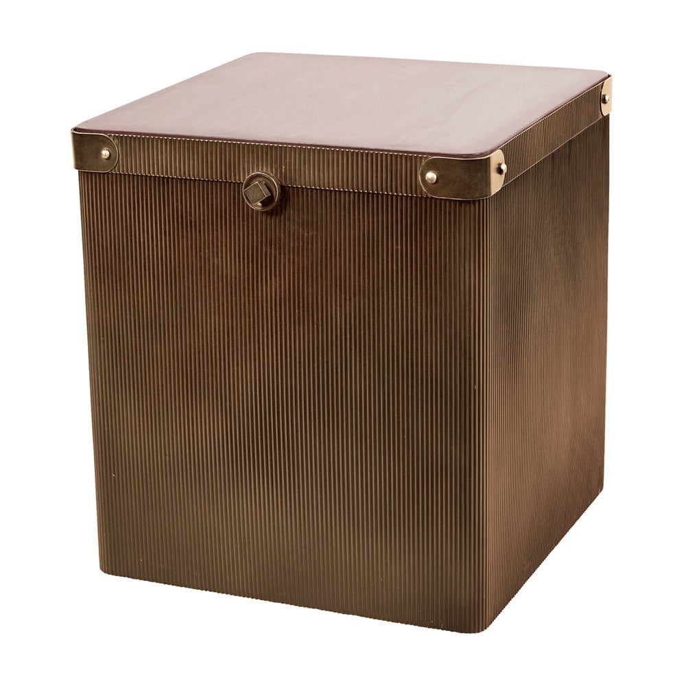 Product photograph of Libra Interiors Hunter Corrugated Antique Gold Storage Side Table from Olivia's