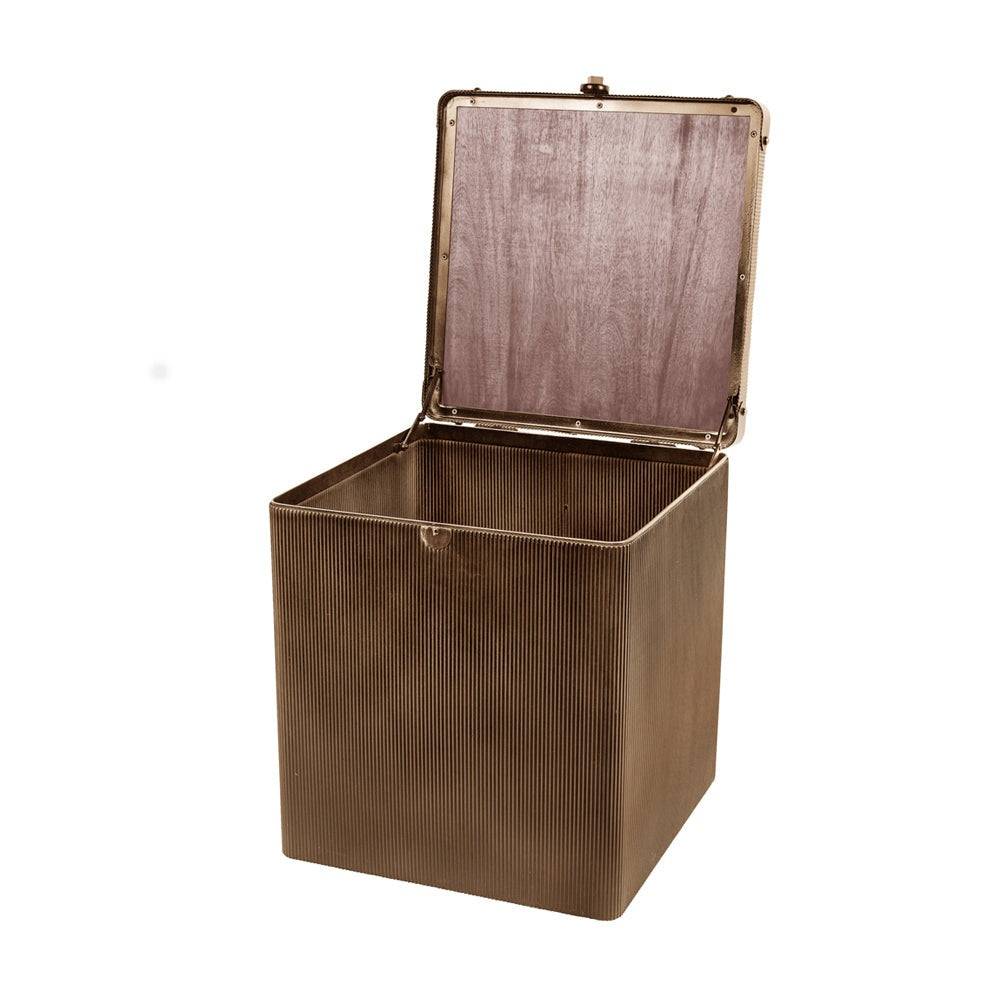 Product photograph of Libra Interiors Hunter Corrugated Antique Gold Storage Side Table from Olivia's.