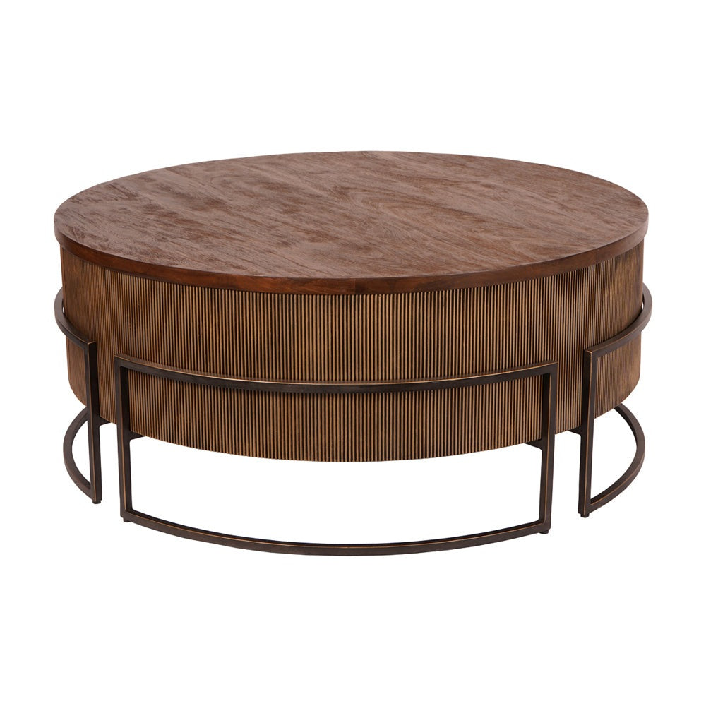 Product photograph of Libra Interiors Hunter Corrugated Antique Gold Accent Table from Olivia's