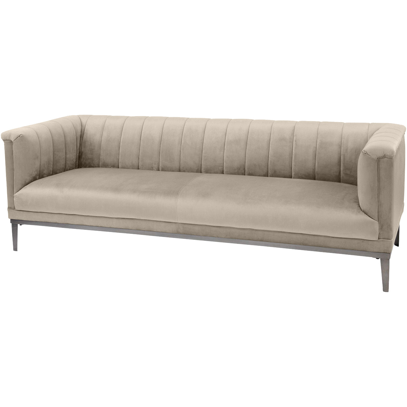 Product photograph of Libra Interiors Belgravia Mink 3 Seater Ribbed Sofa from Olivia's