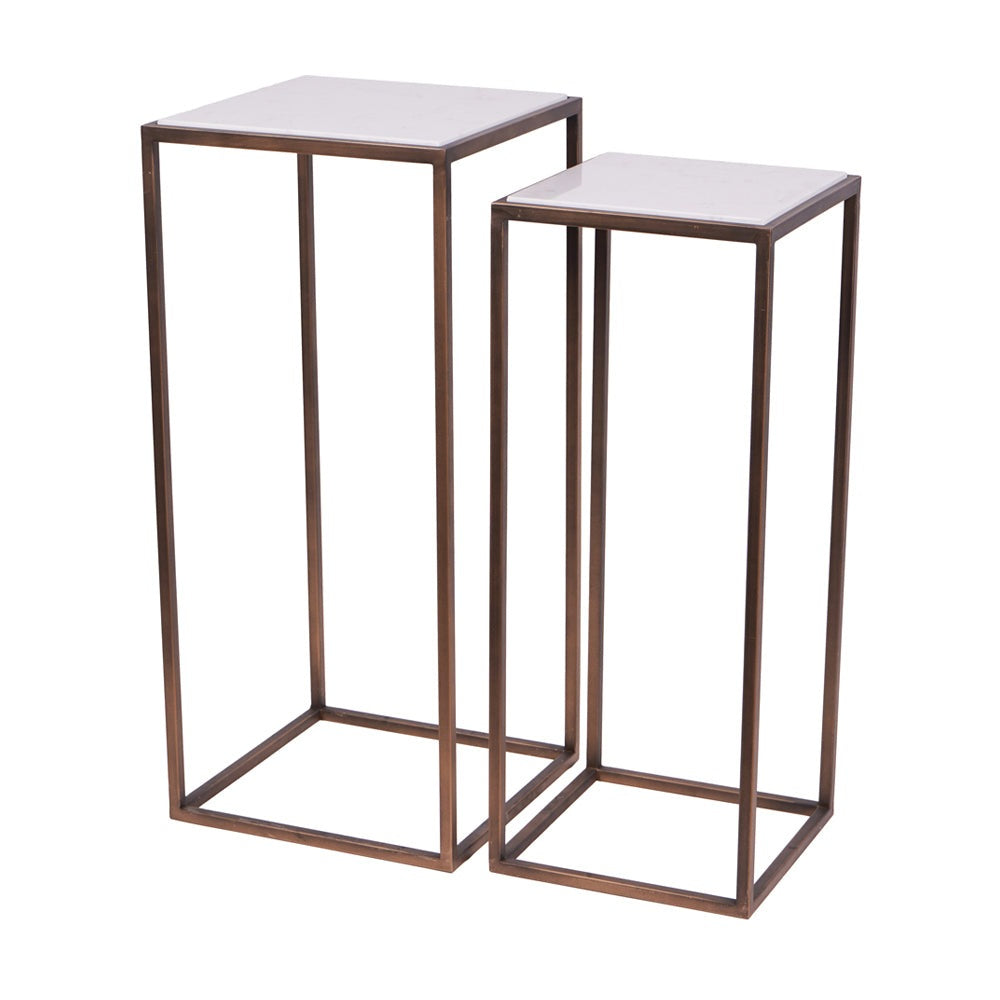 Product photograph of Libra Interiors Hylas Antique Copper Ceramic Set Of 2 Side Tables from Olivia's