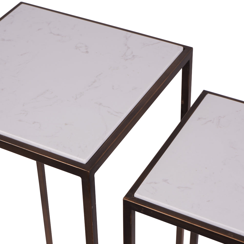 Product photograph of Libra Interiors Hylas Antique Copper Ceramic Set Of 2 Side Tables from Olivia's.