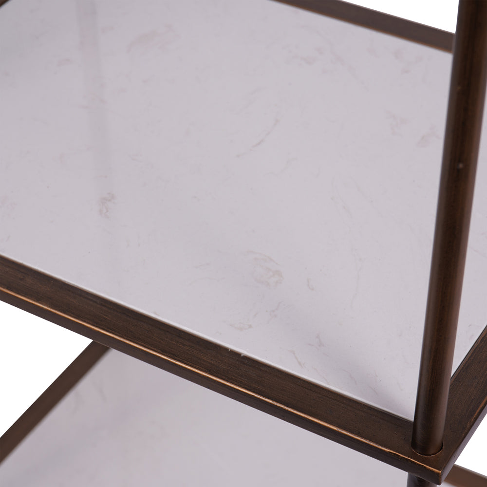 Product photograph of Libra Interiors Hylas Antique Copper Ceramic 3 Tier Shelving Unit from Olivia's.