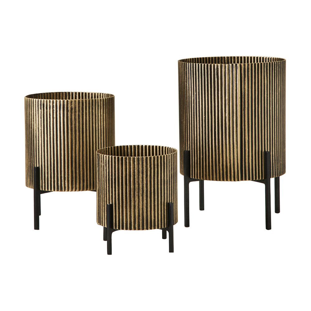 Product photograph of Libra Interiors Set Of 3 Corrugated Table Planters from Olivia's
