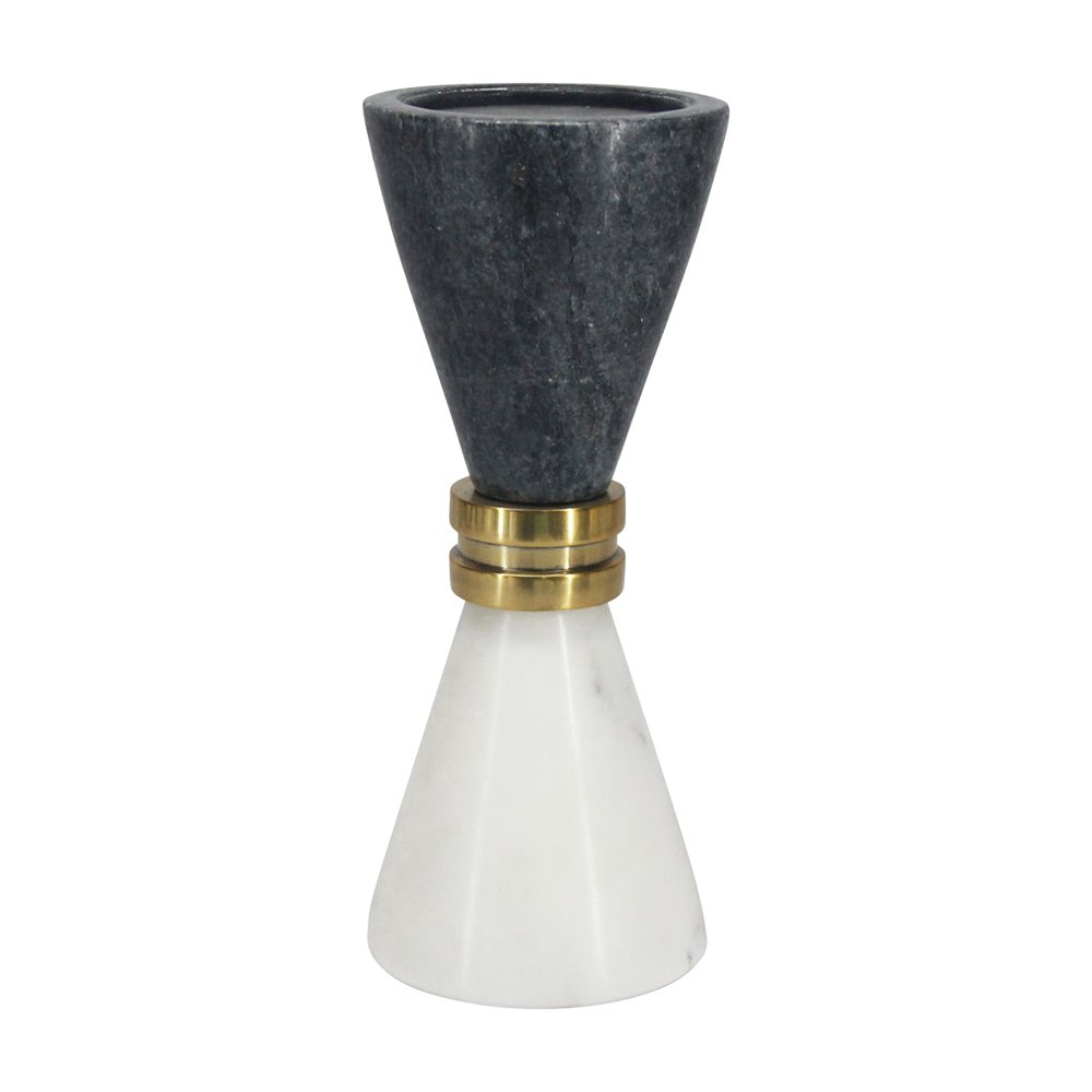 Product photograph of Libra Interiors Marble Candle Holder Black On White from Olivia's