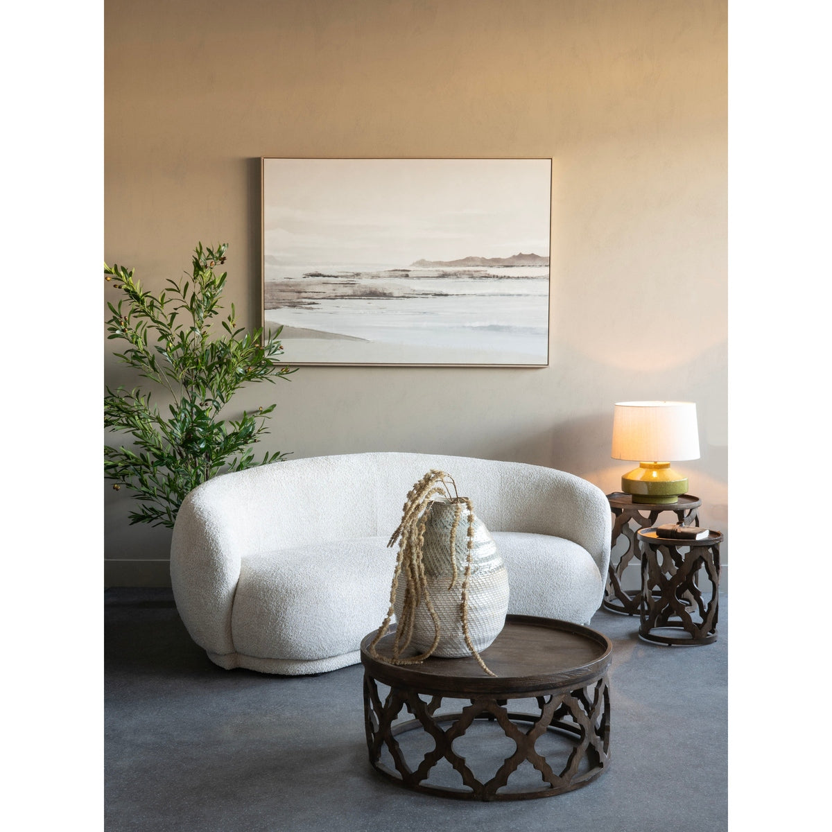 Product photograph of Libra Interiors Casa Seater Curved Mini Sofa Taupe from Olivia's.