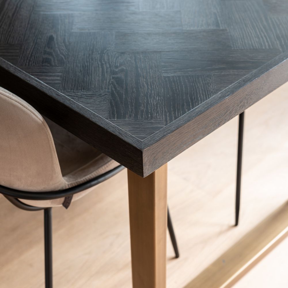 Product photograph of Richmond Blackbone 6 Seater Dining Table In Brass Black from Olivia's.