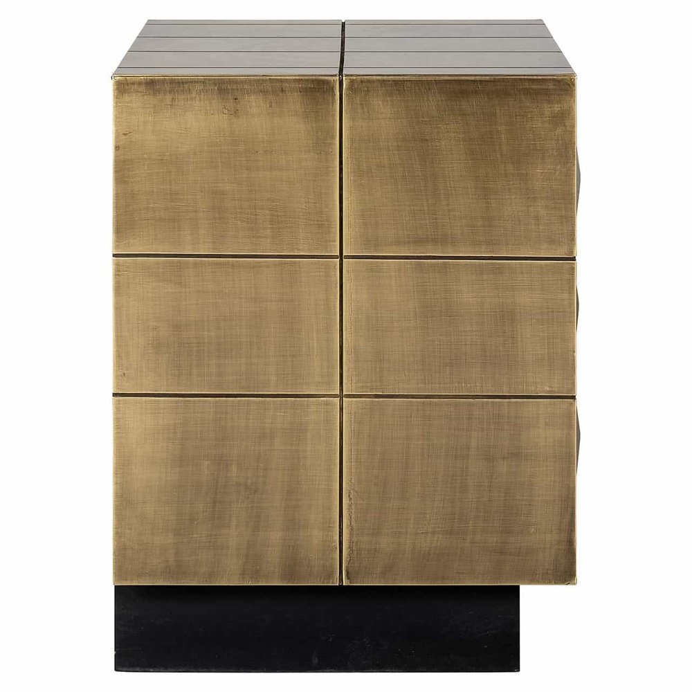 Product photograph of Richmond Interiors Cabinet Collada 3-drawers In Brushed Gold from Olivia's.