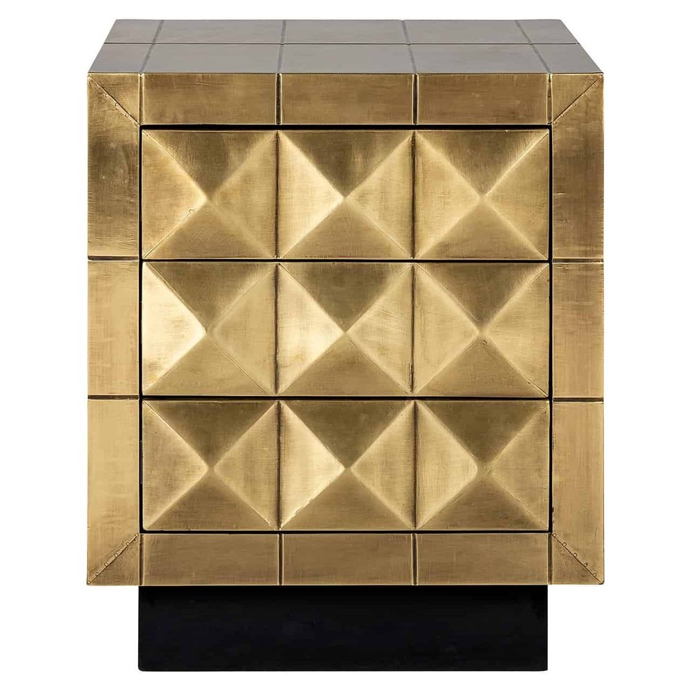 Product photograph of Richmond Interiors Cabinet Collada 3-drawers In Brushed Gold from Olivia's.