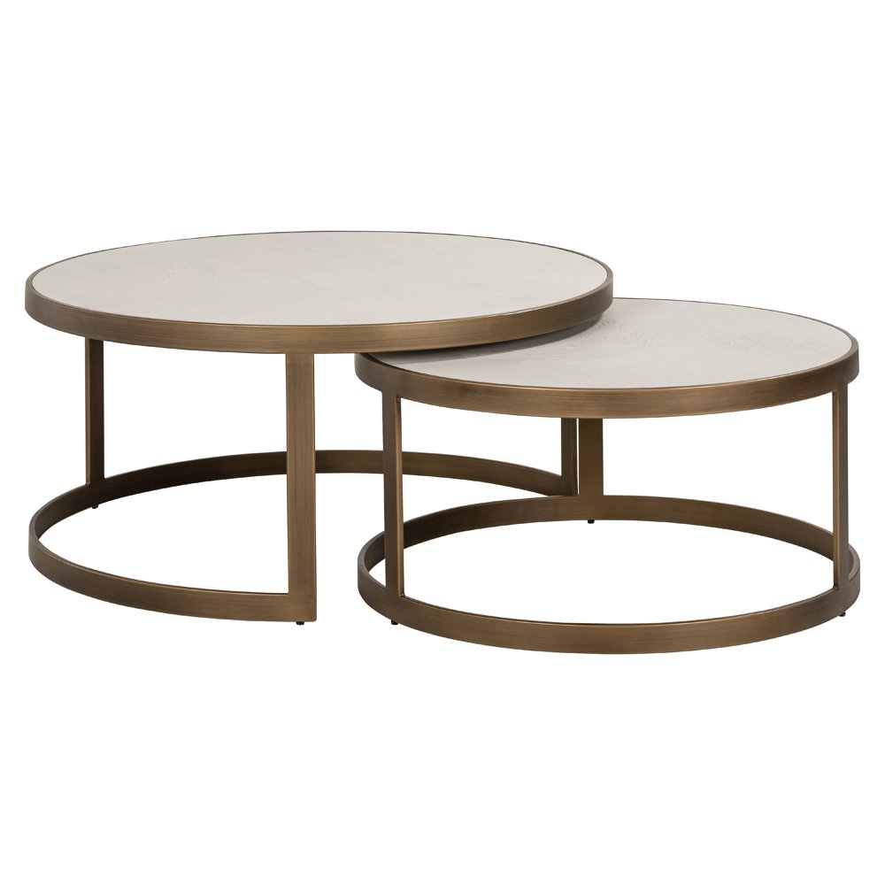 Product photograph of Richmond Interiors Whitebone Set Of 2 Coffee Tables - Brass from Olivia's