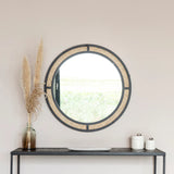OLIVIA'S NORDIC LIVING COLLECTION ADA ROUND WALL MIRROR IN BLACK & BEIGE