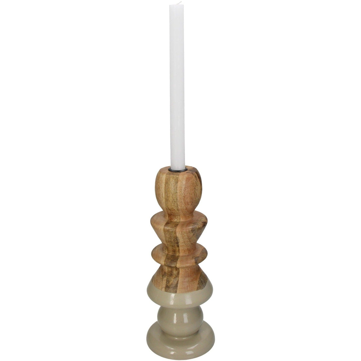 Libra Interiors Candle Stick Wood Beige Small
