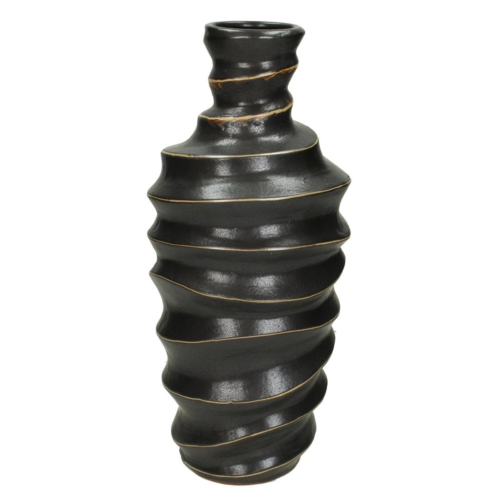 Product photograph of Libra Interiors Stoneware Vase In Black Large from Olivia's