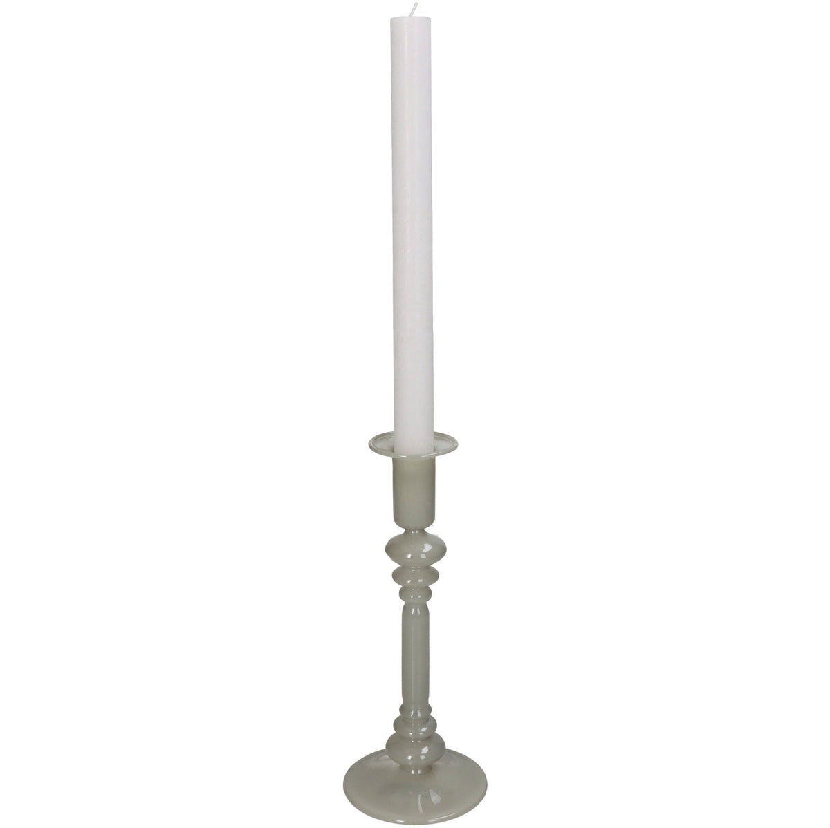 Product photograph of Libra Interiors Glass Candle Stick In Ivory from Olivia's