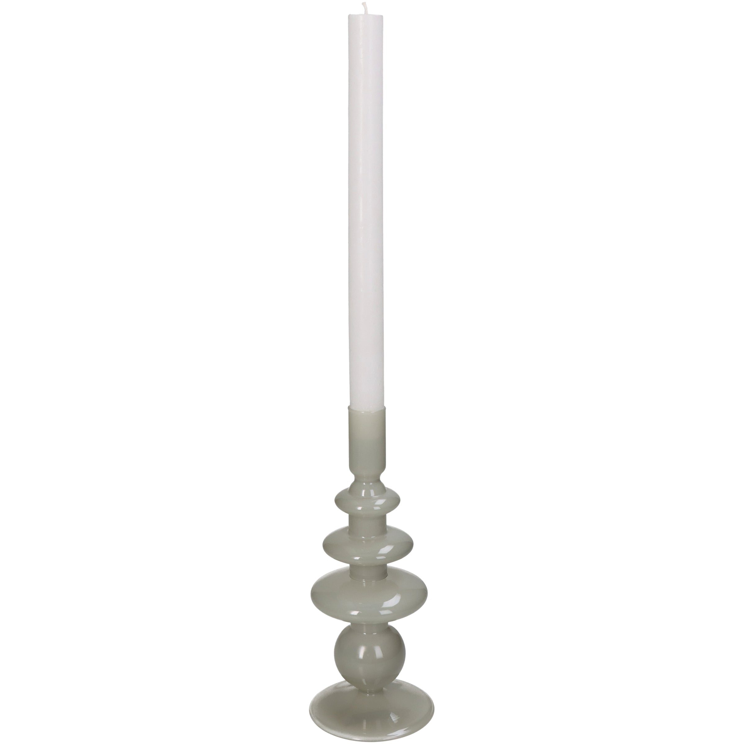 Libra Interiors Wide Candle Stick Glass Ivory