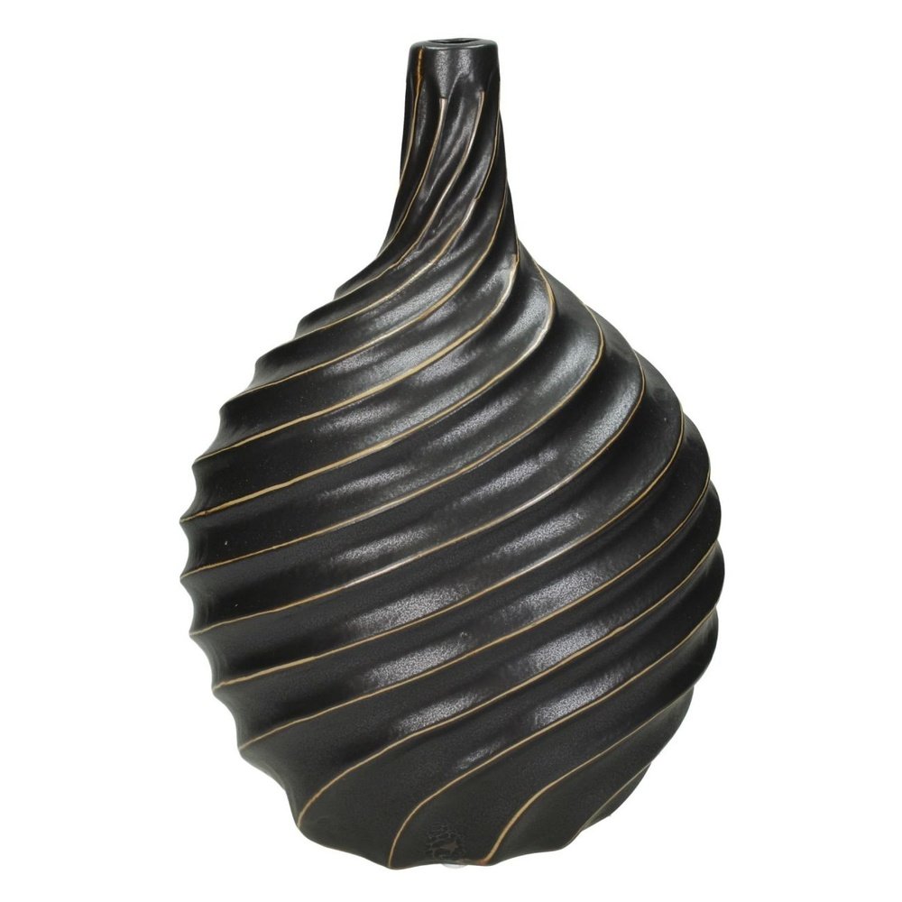 Product photograph of Libra Interiors Stoneware Vase In Black Large from Olivia's.