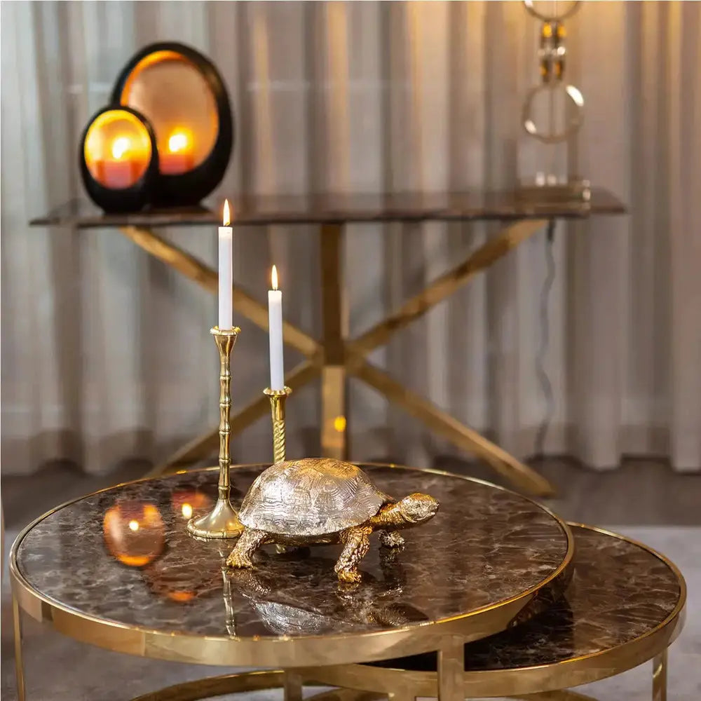 Product photograph of Richmond Conrad Brown And Gold Nest Table from Olivia's.