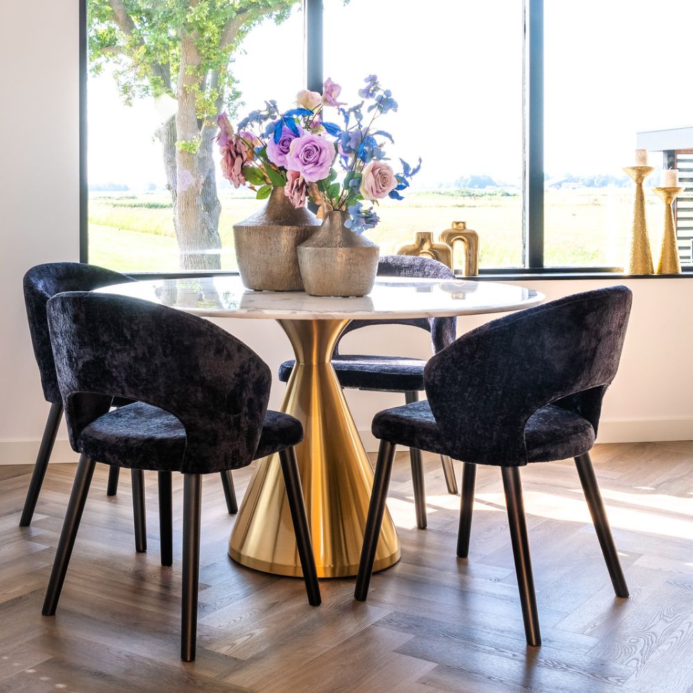 Product photograph of Richmond Tenille White And Gold 4 Seater Dining Table from Olivia's.