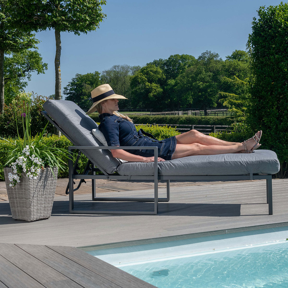 Product photograph of Maze Outdoor Amalfi Armless Sunlounger In Grey from Olivia's.