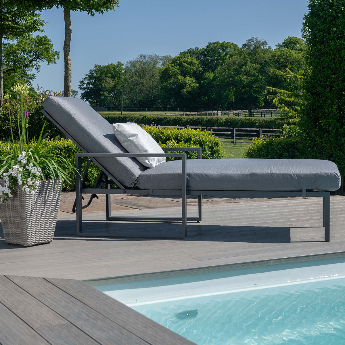 Product photograph of Maze Outdoor Amalfi Armless Sunlounger In Grey from Olivia's.
