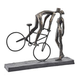 LIBRA LUXURIOUS GLAMOUR COLLECTION - KISSING COUPLE ON BIKE SCULPTURE ANTIQUE BRONZE