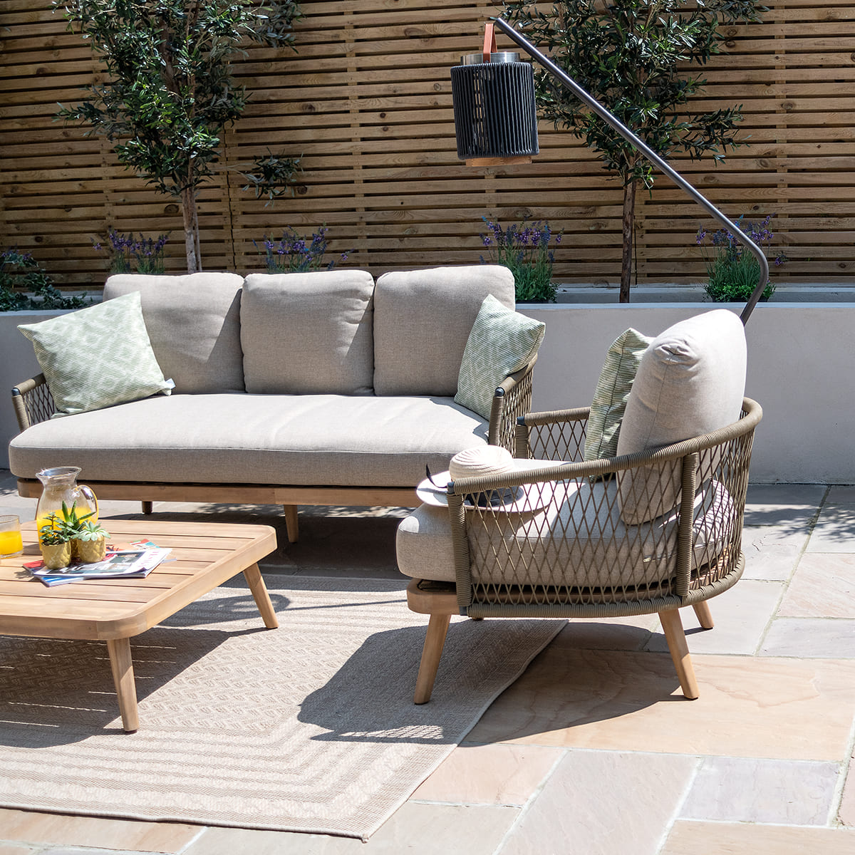 Product photograph of Maze Outdoor Bali Rope Weave 3 Seater Sofa Set In Beige from Olivia's.