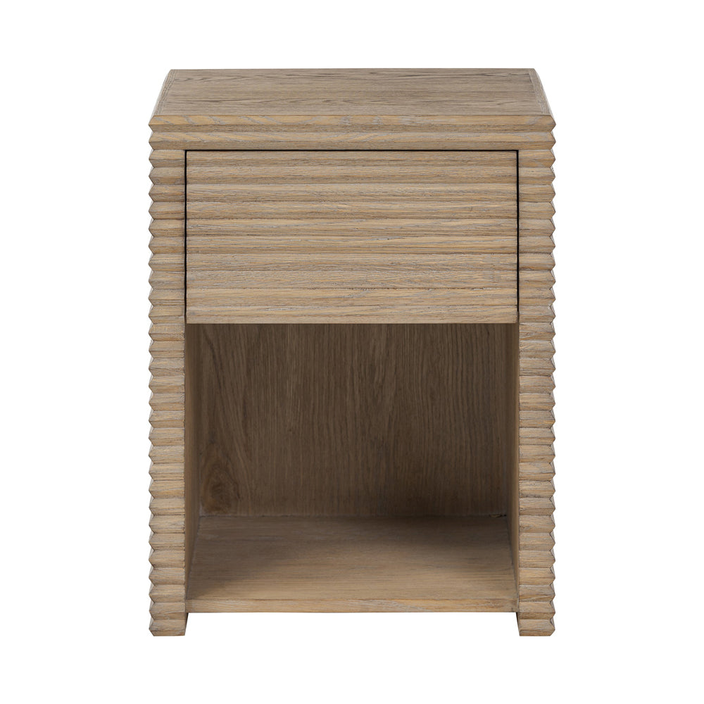 DI Designs Wickham Ribbed Oak Bedside Table 1 Drawer