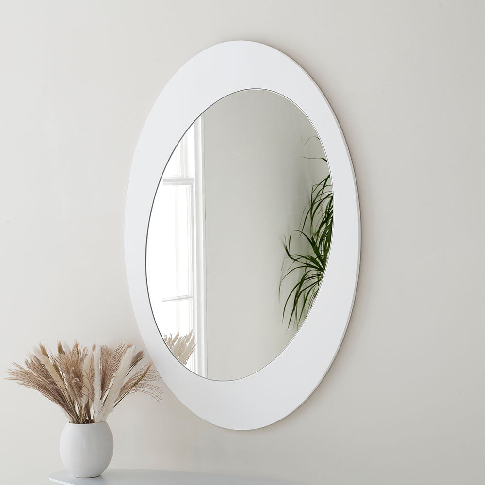 Olivias Luna Oval Wall Mirror In White