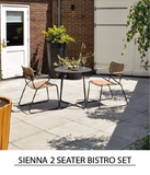 OLIVIA'S OUTDOOR SIENNA 2 SEATER BISTRO DINING SET IN NATURAL AND STEEL