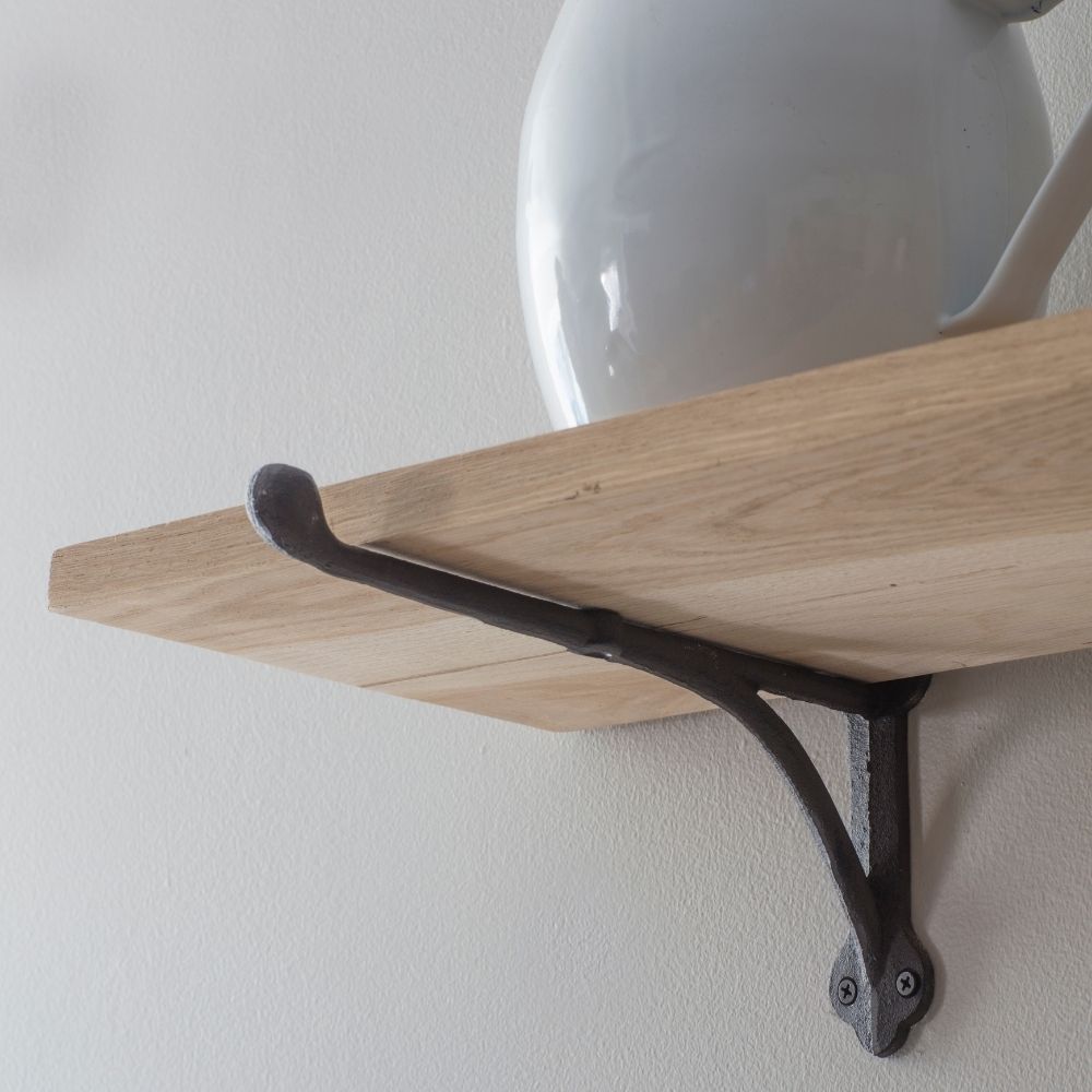 Product photograph of Garden Trading Oak Cast Iron Large Bracket Shelf from Olivia's.