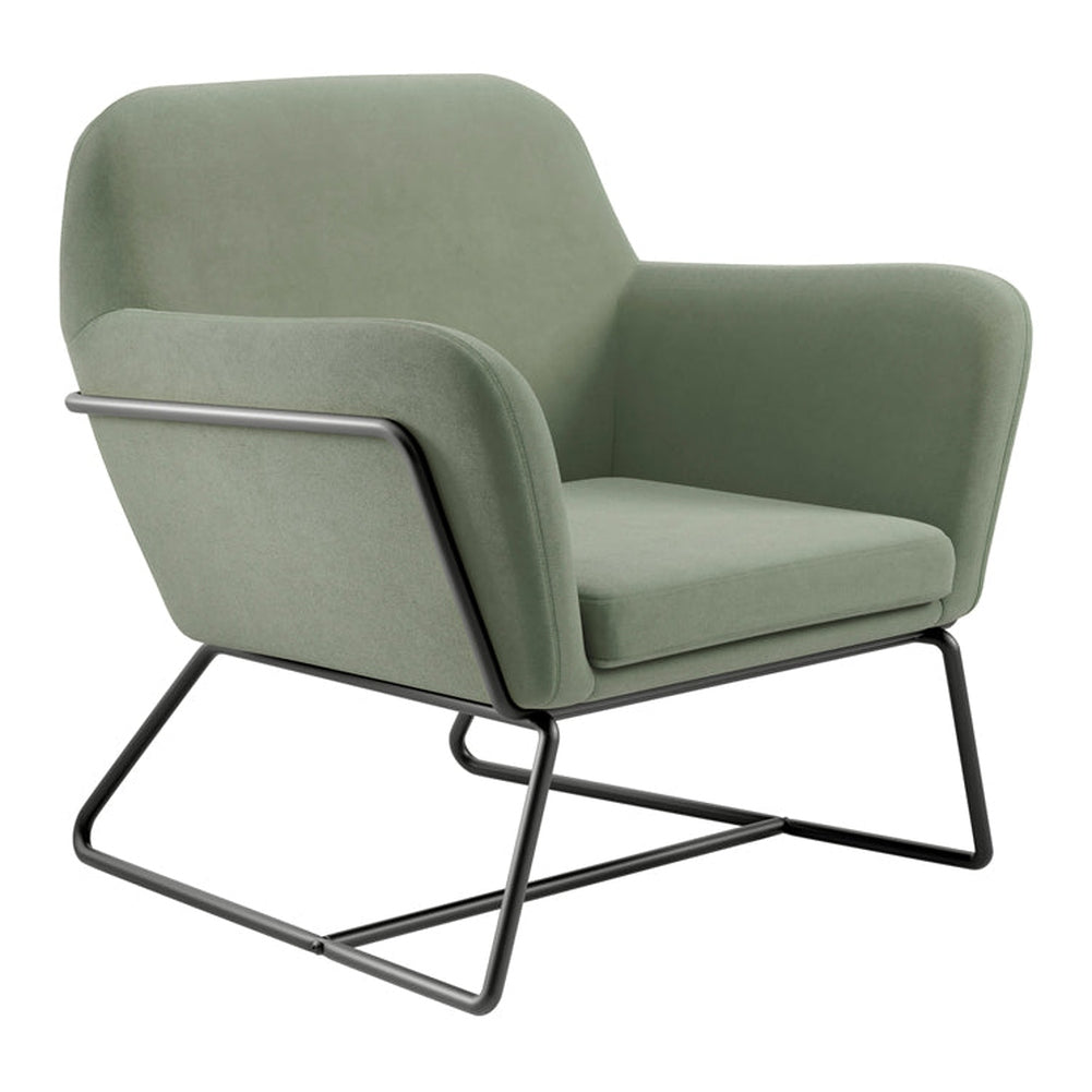 Oco Theodore Armchair In Sage Velvet Matte Black