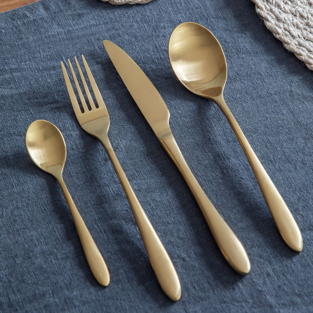 Garden Trading Brass Finish Stainless Steel 16 Piece Cutlery Set Outlet