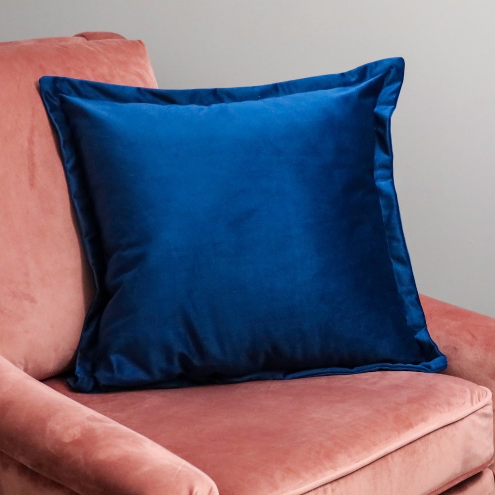 Product photograph of Native Home Cushion Velvet Plain Cover Navy Blue Navy Blue from Olivia's.