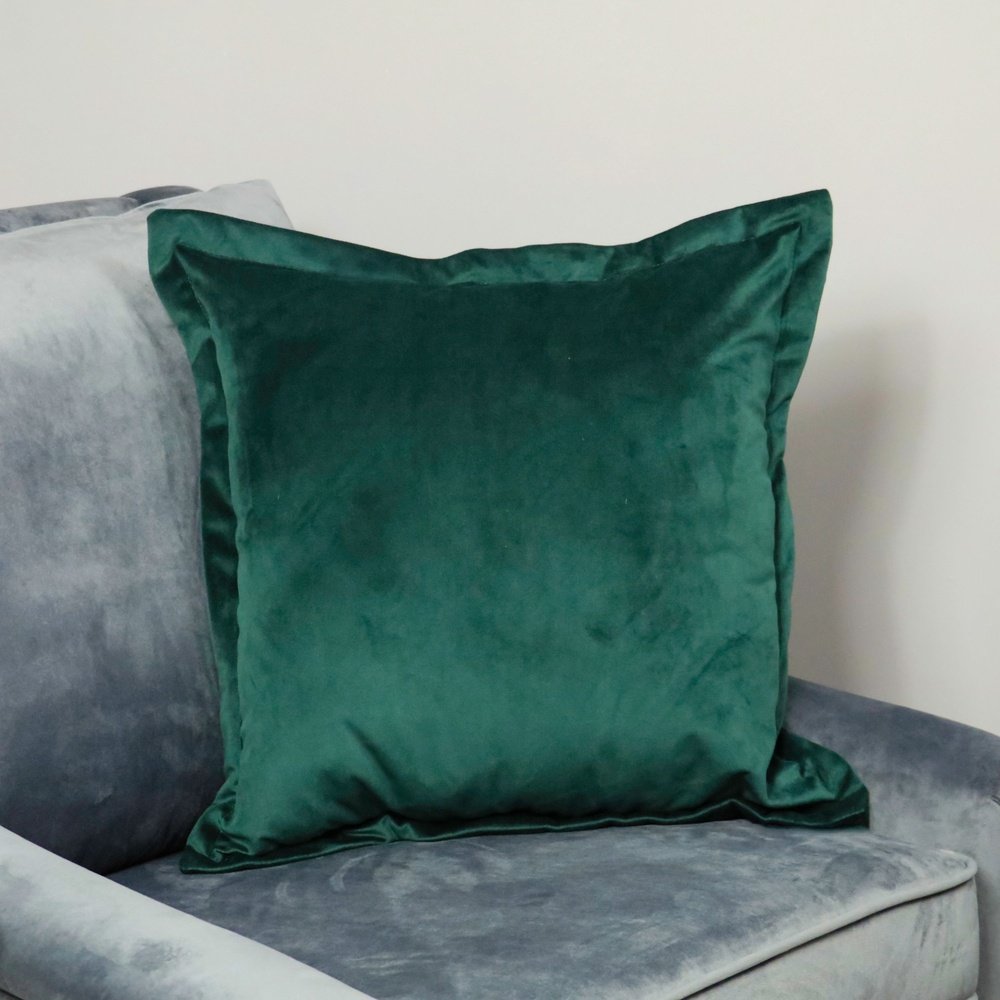 Product photograph of Native Home Cushion Velvet Plain Cover Green Dark Green from Olivia's.