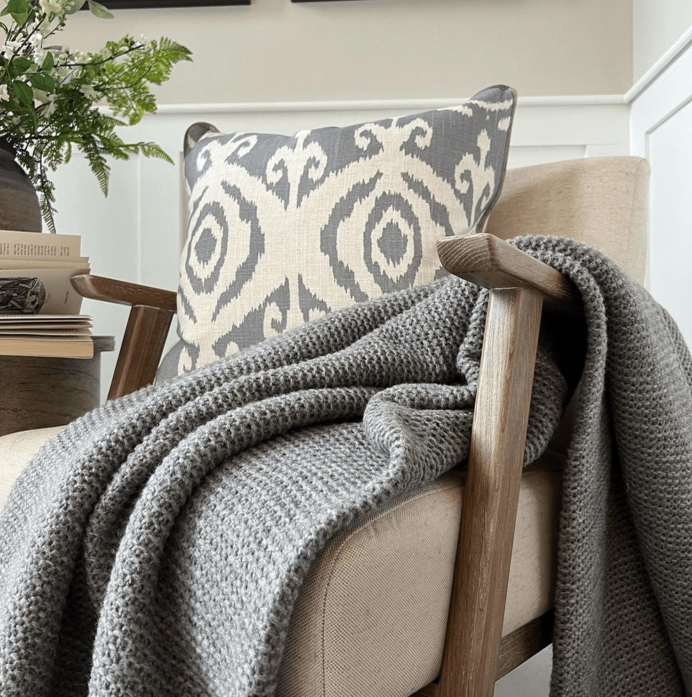 Product photograph of Gallery Interiors Chunky Knitted Throw Grey from Olivia's.