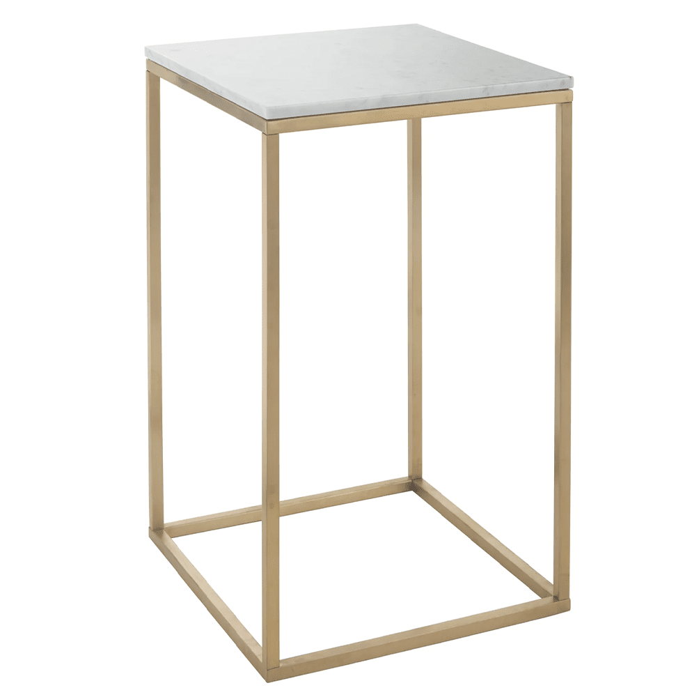 Product photograph of Rv Astley Faceby Marble Side Table Brushed Gold Finish from Olivia's