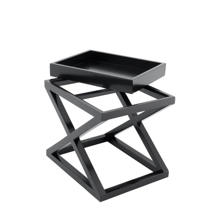 Product photograph of Eichholtz Mcarthur Side Table In Waxed Black Finish from Olivia's.