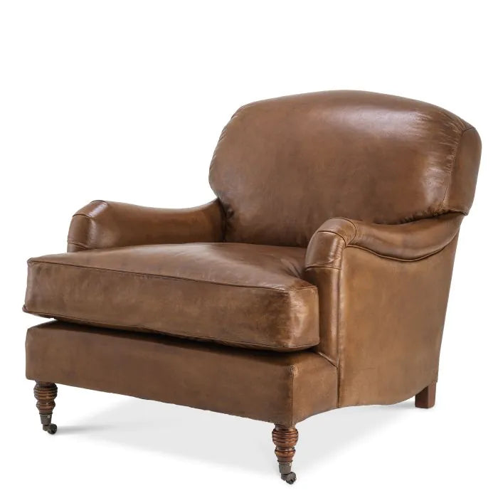 Product photograph of Eichholtz Highbury Chair In Estate Tobacco Leather from Olivia's