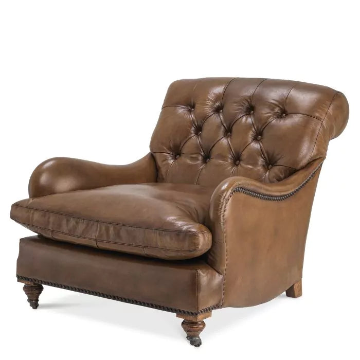 Product photograph of Eichholtz Caledonian Club Chair In Tobacco Leather from Olivia's