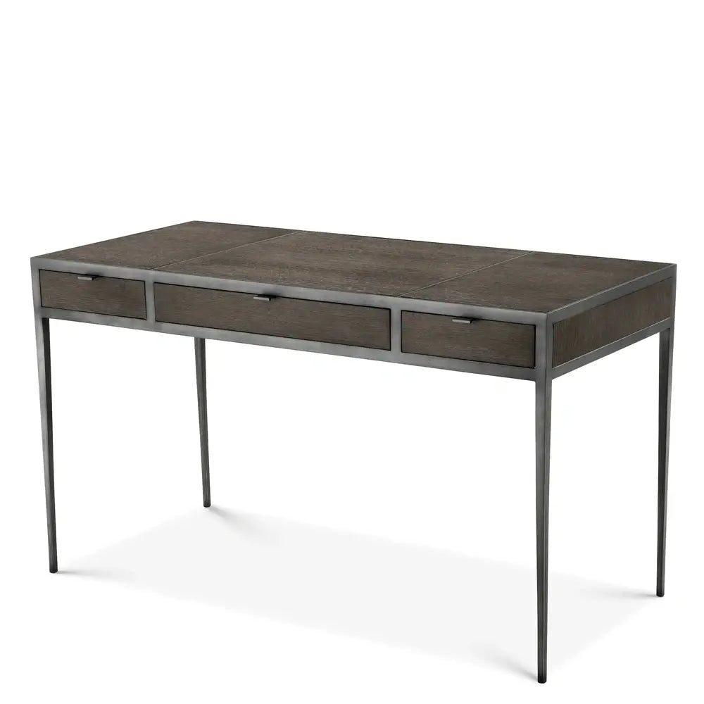 Eichholtz Scavullo Desk In Straight Charcoal Brown Oak Veneer