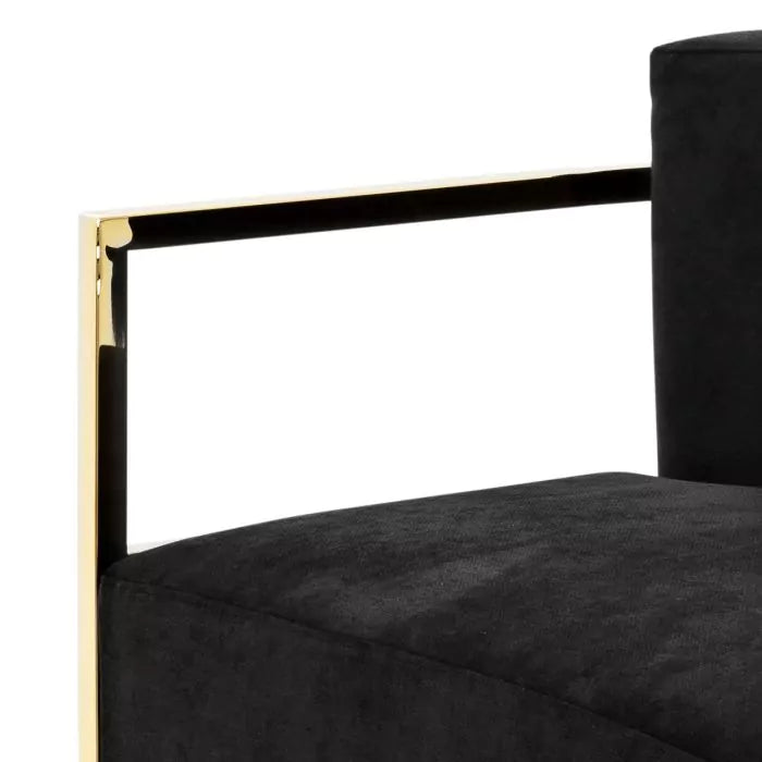 Product photograph of Eichholtz Emilio Chair In Gold Finish Black Velvet from Olivia's.