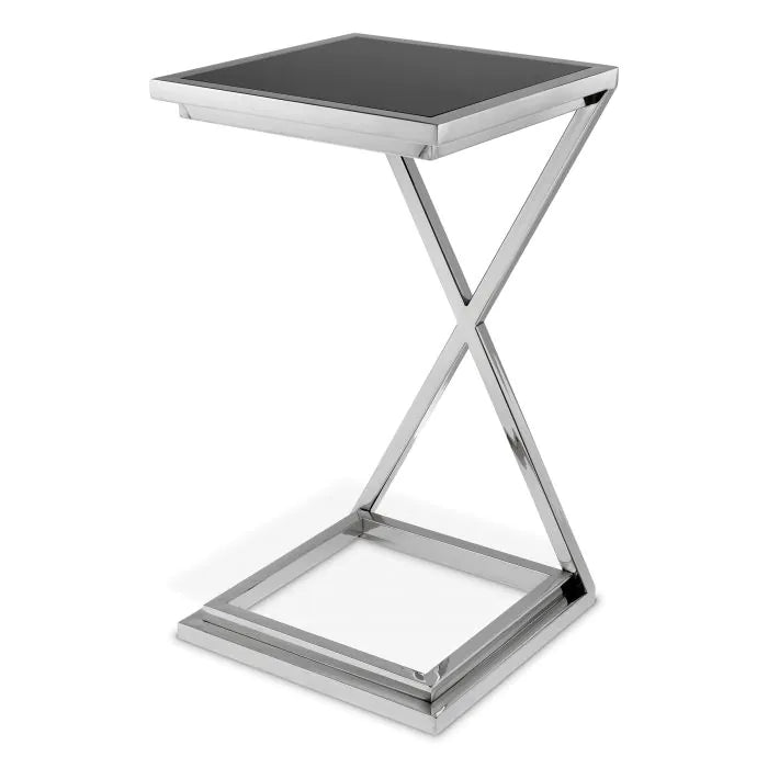 Product photograph of Eichholtz Cross Side Table In Nickel Finish from Olivia's