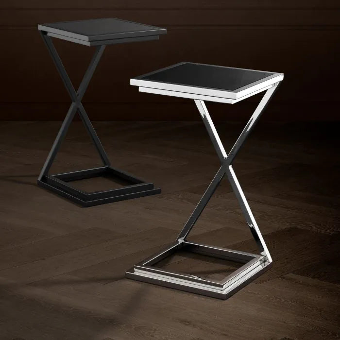 Product photograph of Eichholtz Cross Side Table In Nickel Finish from Olivia's.