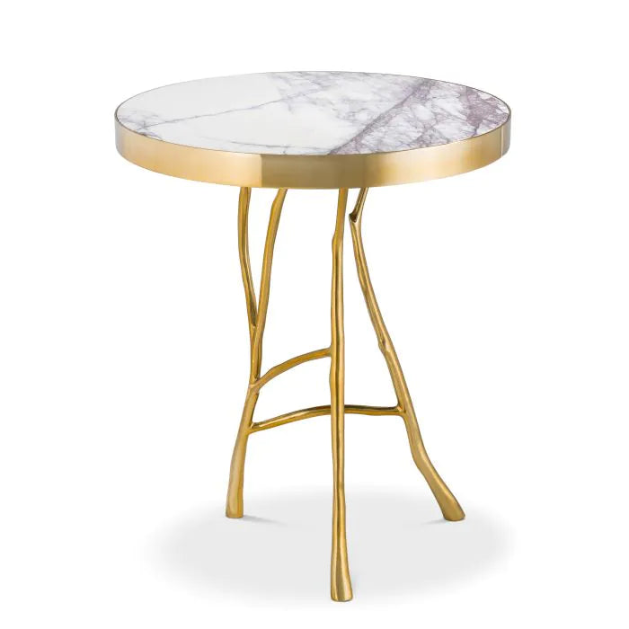 Eichholtz Veritas Side Table In Gold Finish White Marble