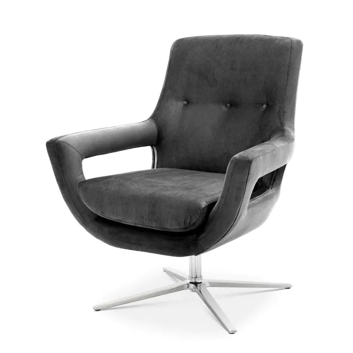 Eichholtz Flavio Swivel Chair In Granite Grey
