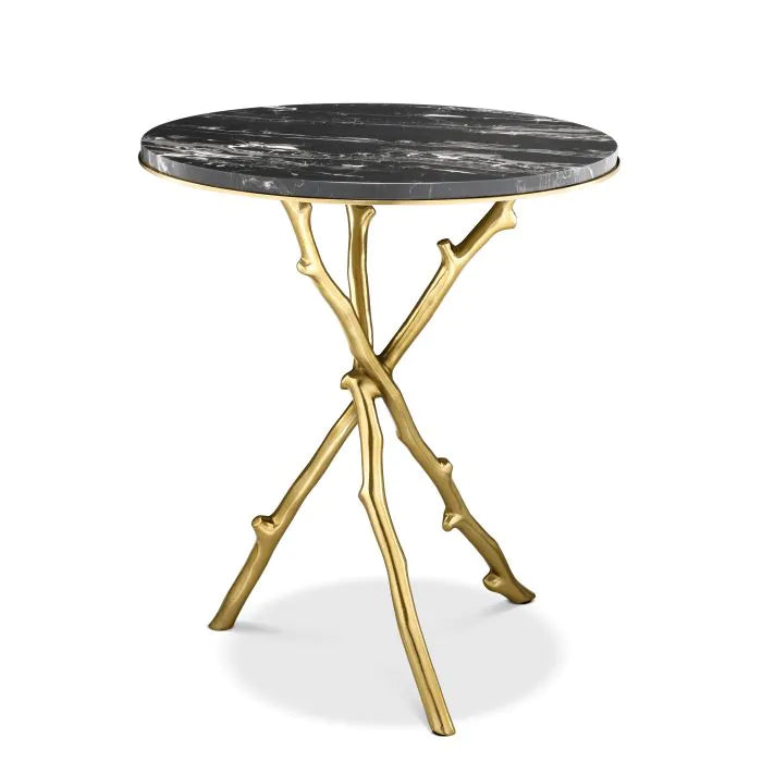Eichholtz Westchester Side Table In Gold Finish Marble Top