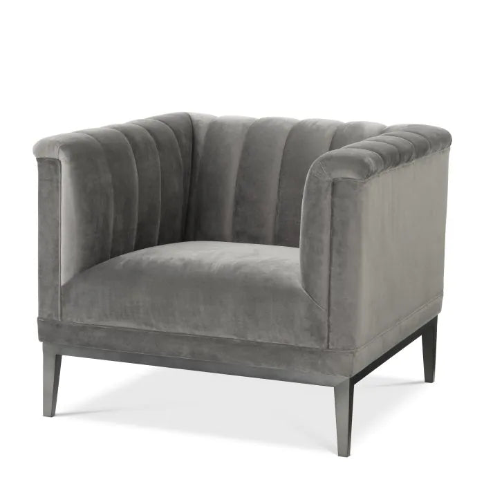 Product photograph of Eichholtz Raffles Chair In Roche Porpoise Grey Velvet from Olivia's
