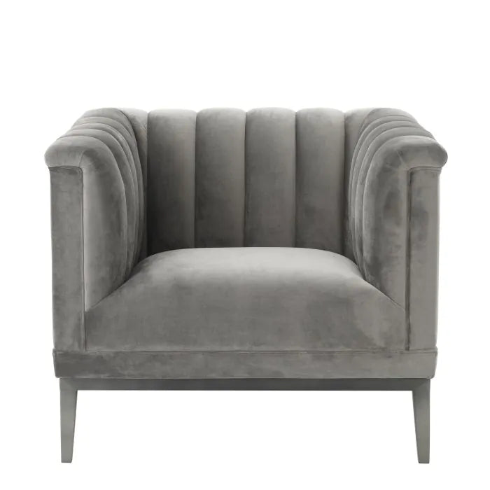 Product photograph of Eichholtz Raffles Chair In Roche Porpoise Grey Velvet from Olivia's.